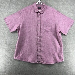 UNTUCKit Lucien Shirt Men Size XL Purple Red Short Sleeve 100% Linen Button Up